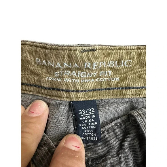 Banana Republic Women's Gray Pima Cotton Straight Fit Corduroy Pant Size 33/32‎ - Picture 4 of 4